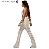 Pantalon de plage femme crochet blanc gauche - Couleurs Lagon