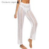 Pantalon de plage femme dentelle blanc avant droit - Couleurs Lagon