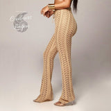 Pantalon de plage femme dentelle beige gauche - Couleurs Lagon