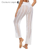 Pantalon de plage femme dentelle blanc dos - Couleurs Lagon