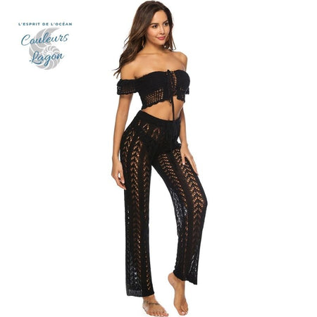 avant droit noir - Pantalon dentelle pour maillot de bain femme - Couleurs Lagon