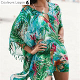 Paréo Kaftan Floral Tropical AMAZONIE - Couleurs Lagon