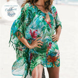 Paréo Kaftan Floral Tropical AMAZONIE - Couleurs Lagon