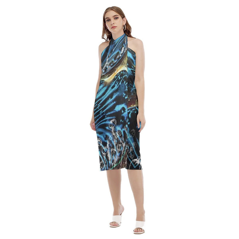 Paréo Robe de plage Bénitier Bleu Couleurs Lagon POISSON CORAIL - Couleurs Lagon
