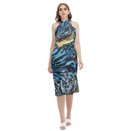 Paréo Robe de plage Bénitier Bleu Couleurs Lagon POISSON CORAIL - Couleurs Lagon