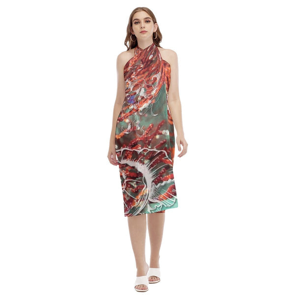 Paréo Robe de plage Gorgones Rouge Couleurs Lagon MEDUSE et NAUTILE - Couleurs Lagon