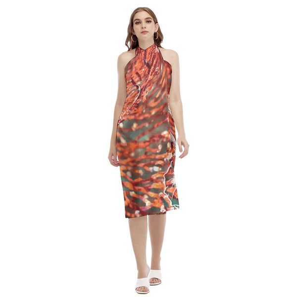 Paréo Robe de plage Gorgones Rouge Couleurs Lagon MEDUSE et POISSON DRAGON - Couleurs Lagon