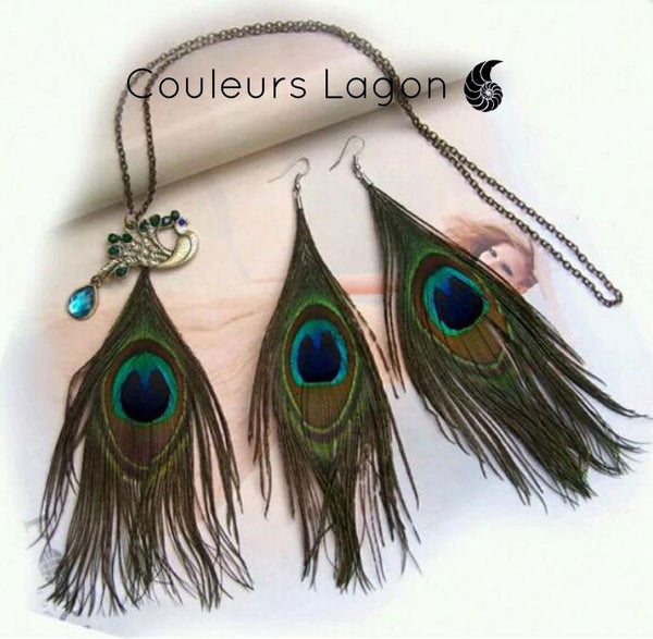 Parure Plumes de Paon Océan - Couleurs Lagon