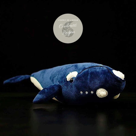 Peluche Réaliste Baleine Bleu du Pacifique Nord 42cm 16in - Couleurs Lagon - avant droit