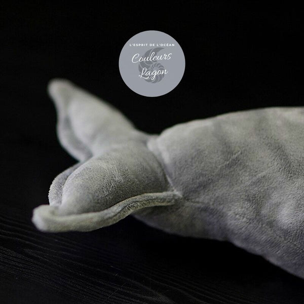 Peluche Réaliste Baleine Grise 40cm - Couleurs Lagon - détail queue