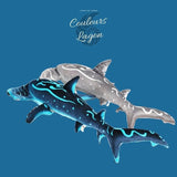Peluche Réaliste Requin Marteau Bleu Pacific 100cm - Couleurs Lagon - arriere gauche