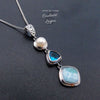 Pendentif Ag 925 en Larimar Topaze et Perle - Couleurs Lagon