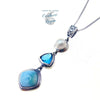 Pendentif Ag 925 en Larimar Topaze et Perle - Couleurs Lagon
