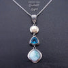 Pendentif Ag 925 en Larimar Topaze et Perle - Couleurs Lagon