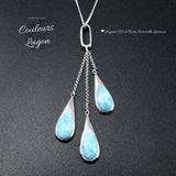 Pendentif Goutte d'Eau Argent 925 et Larimar - Couleurs Lagon