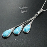 Pendentif Goutte d'Eau Argent 925 et Larimar - Couleurs Lagon