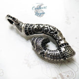Pendentif Hameçon Maori en Argent Massif s925 - Couleurs Lagon