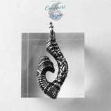 Pendentif Hameçon Maori en Argent Massif s925 - Couleurs Lagon