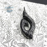 sur motifs fleurs - Pendentif Hameçon Maori HEI MATAU en Argent Massif s925 - Couleurs Lagon