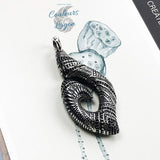peinture aquarelle bleu - Pendentif Hameçon Maori HEI MATAU en Argent Massif s925 - Couleurs Lagon