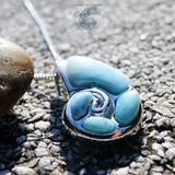 Pendentif Nautile Larimar naturelle et argent massif - Couleurs Lagon