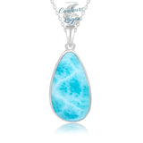 Pendentif Ovale Femme Argent s925 et Larimar - Couleurs Lagon