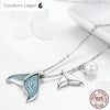 Pendentif Perle et Queues de Sirène en Argent 925 - Couleurs Lagon