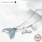 Pendentif Perle et Queues de Sirène en Argent 925 - Couleurs Lagon