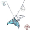 Pendentif Perle et Queues de Sirène en Argent 925 - Couleurs Lagon