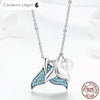 Pendentif Perle et Queues de Sirène en Argent 925 - Couleurs Lagon