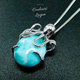 Pendentif Poulpe Argent s925 et Larimar - Couleurs Lagon