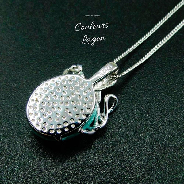 Pendentif Poulpe Argent s925 et Larimar - Couleurs Lagon