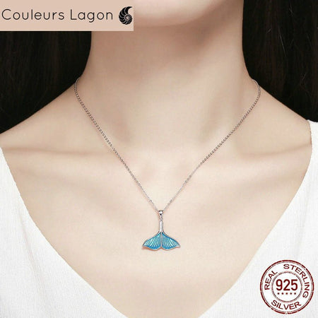 Pendentif Queue de Baleine en Argent 925 - Couleurs Lagon