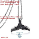 caractéristiques chaine inox et dimensions Pendentif Queue de Poisson en Argent Polis PACIFIC - Couleurs Lagon