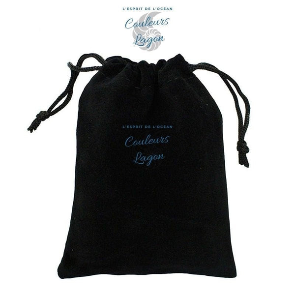 pochette velour noir - Pendentif Queue de Poisson en Argent Polis PACIFIC - Couleurs Lagon