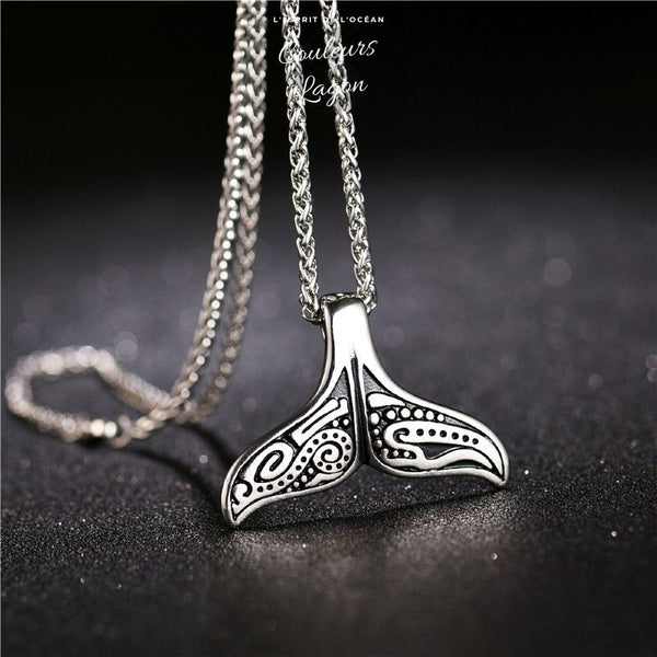 chaine ixox médical et Pendentif Queue de Poisson en Argent Polis PACIFIC - Couleurs Lagon