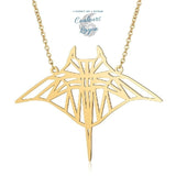 or fond blanc - Pendentif Raie Manta en Acier Inoxydable - Couleurs Lagon