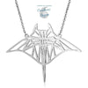 argent fond blanc - Pendentif Raie Manta en Acier Inoxydable - Couleurs Lagon
