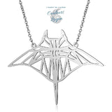 argent fond blanc - Pendentif Raie Manta en Acier Inoxydable - Couleurs Lagon