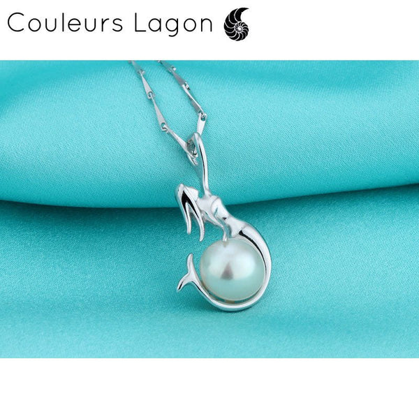 Pendentif Sirène en argent 925 et Perle - Couleurs Lagon