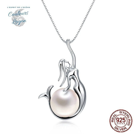 Pendentif Sirène en argent 925 et Perle - Couleurs Lagon