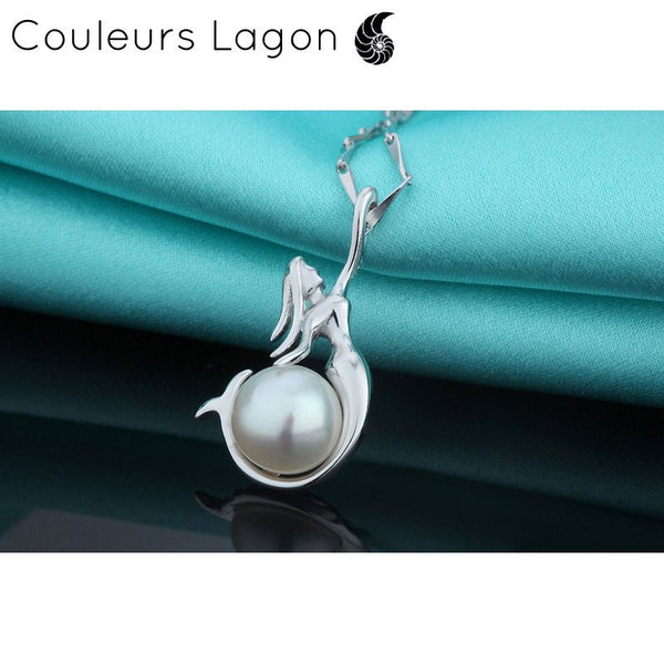 Pendentif Sirène en argent 925 et Perle - Couleurs Lagon