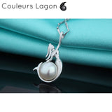 Pendentif Sirène en argent 925 et Perle - Couleurs Lagon