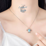 sur le cou - Pendentif Tortue de mer S925 Larimar Couleurs Lagon - Couleurs Lagon