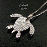 dos argent massif - Pendentif Tortue de mer S925 Larimar Couleurs Lagon - Couleurs Lagon