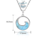 Pendentif Vague de mer Argent 925 Larimar - Couleurs Lagon - dimension détail