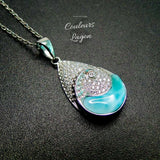 Pendentif Vague Goutte d'Eau s925 Larimar - Couleurs Lagon