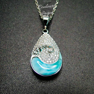 Pendentif Vague Goutte d'Eau s925 Larimar - Couleurs Lagon