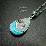 Pendentif Vague Goutte d'Eau s925 Larimar - Couleurs Lagon