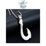 dos - Pendentif Vintage Acier Inoxydable au Titane Hameçon Viking Ocean - Couleurs Lagon